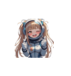 宇宙服を着た女性のサムズアップ（個別スタンプ：12）