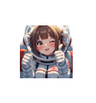 宇宙服を着た女性のサムズアップ（個別スタンプ：13）