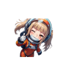宇宙服を着た女性のサムズアップ（個別スタンプ：14）