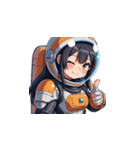 宇宙服を着た女性のサムズアップ（個別スタンプ：15）