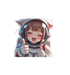 宇宙服を着た女性のサムズアップ（個別スタンプ：17）