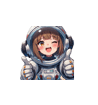 宇宙服を着た女性のサムズアップ（個別スタンプ：18）