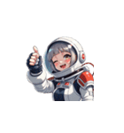 宇宙服を着た女性のサムズアップ（個別スタンプ：21）