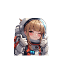 宇宙服を着た女性のサムズアップ（個別スタンプ：22）