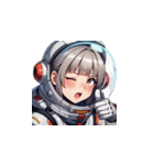 宇宙服を着た女性のサムズアップ（個別スタンプ：23）