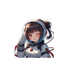 宇宙服を着た女性のサムズアップ（個別スタンプ：24）