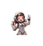宇宙服を着た女性のサムズアップ（個別スタンプ：25）