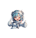 宇宙服を着た女性のサムズアップ（個別スタンプ：27）