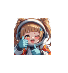 宇宙服を着た女性のサムズアップ（個別スタンプ：28）