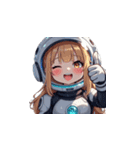 宇宙服を着た女性のサムズアップ（個別スタンプ：33）