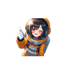 宇宙服を着た女性のサムズアップ（個別スタンプ：34）