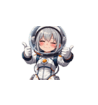 宇宙服を着た女性のサムズアップ（個別スタンプ：35）