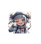 宇宙服を着た女性のサムズアップ（個別スタンプ：36）