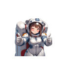 宇宙服を着た女性のサムズアップ（個別スタンプ：38）