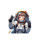 宇宙服を着た女性のサムズアップ（個別スタンプ：39）