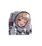 宇宙服を着た女性のサムズアップ（個別スタンプ：40）