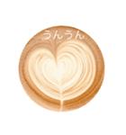 カフェラテ写真のあいさつスタンプ（個別スタンプ：4）