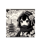 [アレンジ用]くノ一 忍者2（個別スタンプ：1）
