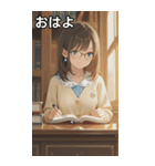 Girls in the library（個別スタンプ：1）