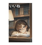 Girls in the library（個別スタンプ：7）