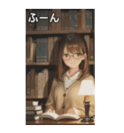 Girls in the library（個別スタンプ：9）