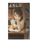 Girls in the library（個別スタンプ：21）