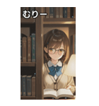 Girls in the library（個別スタンプ：25）