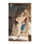 Girls in the library（個別スタンプ：30）