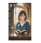 Girls in the library（個別スタンプ：39）