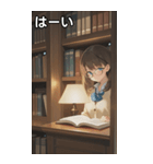 Girls in the library（個別スタンプ：40）
