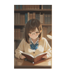 Girls in the library0（個別スタンプ：12）