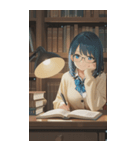 Girls in the library0（個別スタンプ：18）