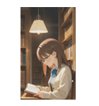 Girls in the library0（個別スタンプ：24）