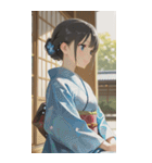 Kimono Girls in Japanese Garden0（個別スタンプ：1）