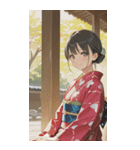 Kimono Girls in Japanese Garden0（個別スタンプ：3）