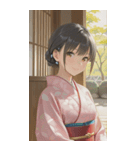 Kimono Girls in Japanese Garden0（個別スタンプ：5）