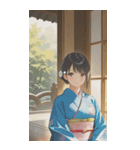 Kimono Girls in Japanese Garden0（個別スタンプ：6）