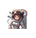 宇宙服を着たがっかりした表情の女性（個別スタンプ：4）