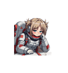 宇宙服を着たがっかりした表情の女性（個別スタンプ：6）