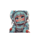 宇宙服を着たがっかりした表情の女性（個別スタンプ：7）