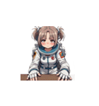 宇宙服を着たがっかりした表情の女性（個別スタンプ：8）