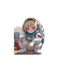 宇宙服を着たがっかりした表情の女性（個別スタンプ：10）