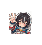 宇宙服を着たがっかりした表情の女性（個別スタンプ：11）