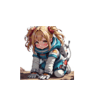 宇宙服を着たがっかりした表情の女性（個別スタンプ：12）