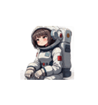 宇宙服を着たがっかりした表情の女性（個別スタンプ：13）