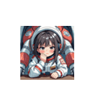 宇宙服を着たがっかりした表情の女性（個別スタンプ：14）