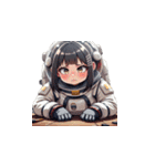 宇宙服を着たがっかりした表情の女性（個別スタンプ：15）