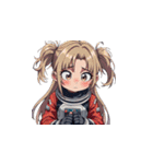 宇宙服を着たがっかりした表情の女性（個別スタンプ：18）