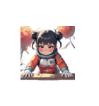 宇宙服を着たがっかりした表情の女性（個別スタンプ：19）