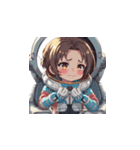 宇宙服を着たがっかりした表情の女性（個別スタンプ：20）